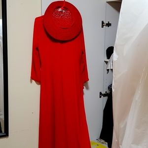 Vietnamese Red Ao Dai with hat. Size 6xl - viet size fit L-Xl American size.